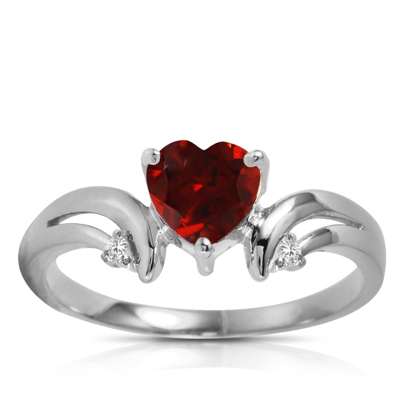 Galaxy Gold Products Jewelry - 14K. SOLID GOLD RING WITH DIAMONDS & GARNET